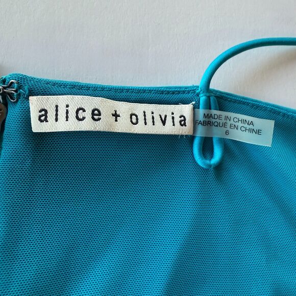 NWT Alice + Olivia Nelle Spaghetti Strap Cut Out Back Maxi Dress in Ocean Blue 6 - Picture 8 of 14